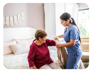 Caregiver assisting elderly person