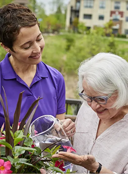 Nurse and patient smiling